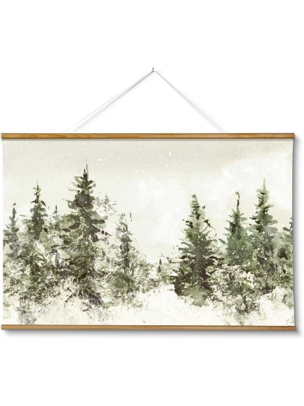 Extra Large Framed Winter Christmas Tree Wall Art Print, 36x54 Inches Decor